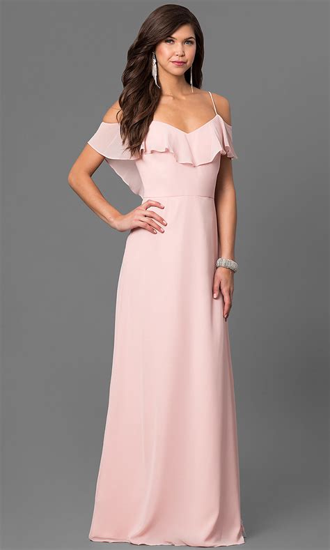 Blush Pink Cold Shoulder Long Prom Dress Promgirl
