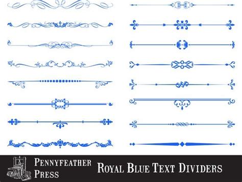 Royal Blue Text Dividers Blue Decorative Ornaments Blue Page Etsy