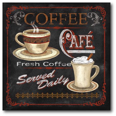 Coffee Café I Gallery Wrapped Canvas Wall Art 16x16 In