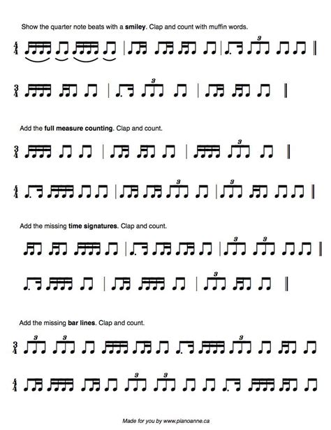 Rhythm Muffin Worsheet Free Printable To Use With Intermediate