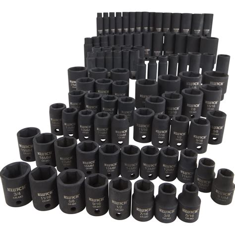 Klutch Impact Socket Set — 94 Pc 38in And 12in Drive Sae And Metric