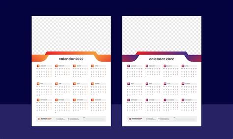 Premium Vector One Page Wall Calendar 2022 Template
