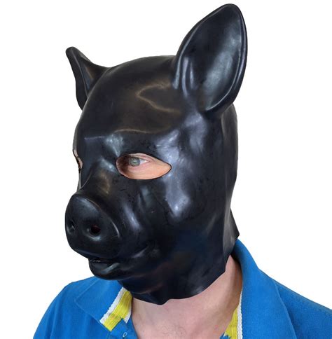 Rubber Fetish Mask Hoods Female Doll Pig Dog Horse Animal Latex Hood