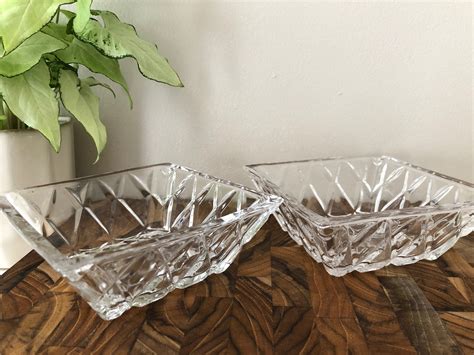 Square Glass Bowl Set Of 2 Dishes Condiments Dessert Serving Etsy