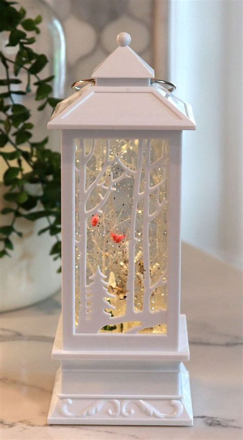 White Carved Design Lighted Water Lantern With Forest Creatures 2429