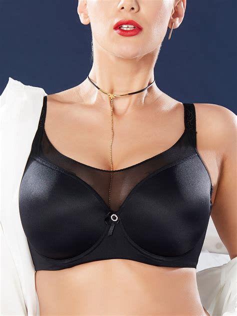 Sexy Plus Size Push Up Seamless Full Cup Gather Thin Black Bra B K Cup Newchic