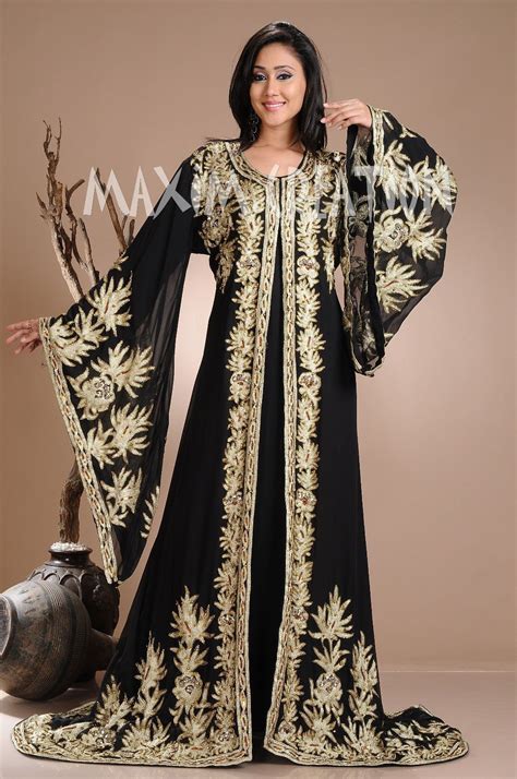 Sequins Embroidered Abaya Dress For Women Moroccan Kaftan Turkey Arabic