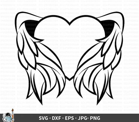 Angel Wings Svg Angel Wing Vector Angel Heart Svg Angel Etsy