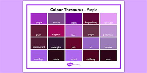 Colour Thesaurus Word Mat Purple Teacher Made Twinkl