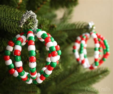 The kids and i had so much this time, i died half of the pasta red for our pasta cane ornament craft. Pony Bead Christmas Ornaments - Cutesy Crafts