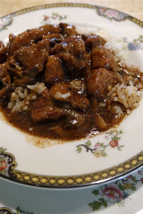 This delicious beef stew crockpot recipe is a family favorite. Man-Pleasing Beef Tips & Rice | Beef tips and rice, Beef ...