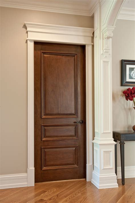 Interior Door Custom Single Solid Wood With Walnut Finish