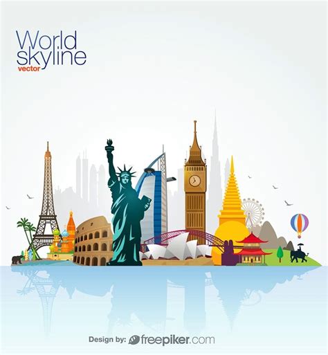 World Skyline Travel And Tourism Vector Travel And Tourism Cityscape