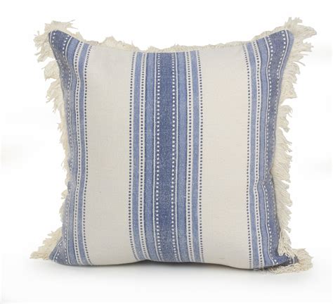 Lr Home Coastal Striped Navy Blue Ivory 18 X 18 Throw Pillow
