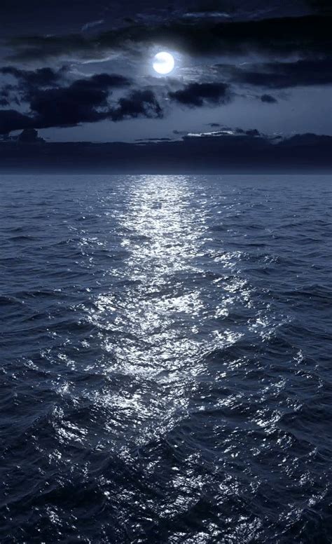 Ocean Night Moon Reflection Ocean At Night Night Scenery Night Sea