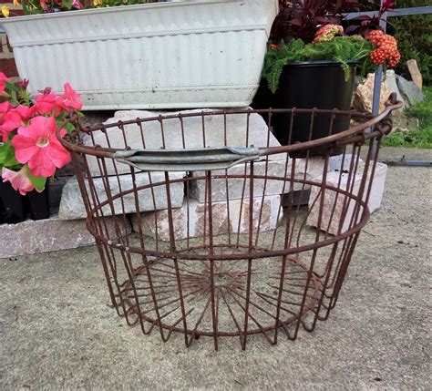 Rusty Wire Basket Antique Oyster Basket Old Farm Basket Etsy