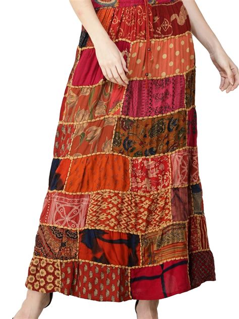 Long Printed Dori Skirt From Gujarat With Patch Work Skirts Patch