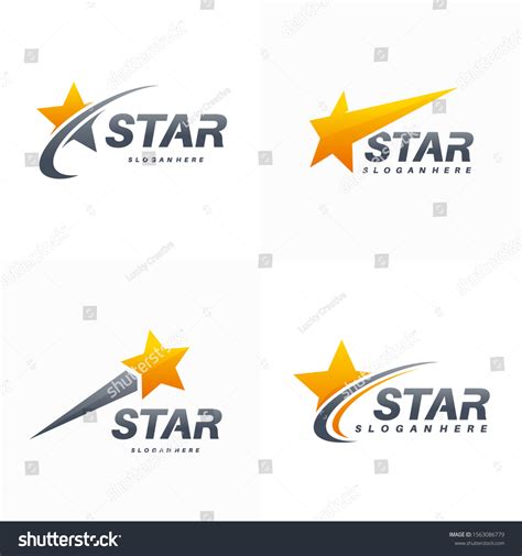 Set Elegant Star Swoosh Logo Designs Stock Vector Royalty Free