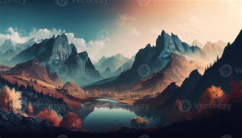 Lanscape Panoramic View Of The Mountains Aesthetic Background