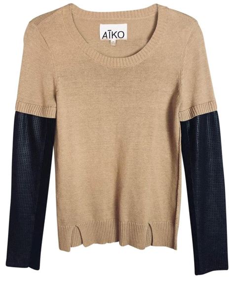 AIKO Aiko Sabine Leather Sleeve Sweater Sweaters Leather Sleeve Sweater Sleeves