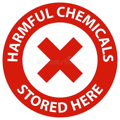 Danger Harmful Chemicals Stored Here Sign On White Background Stock