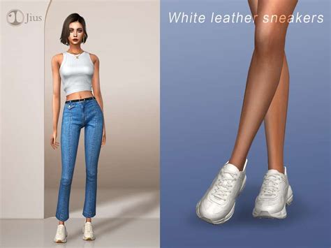 Белые кроссовки Jius Обувь Моды для Sims 4