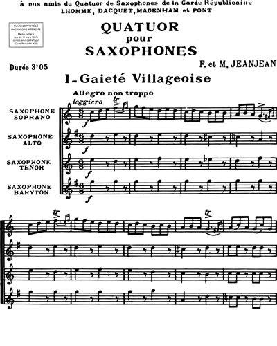 Quatuor Pour Saxophones Full Score Sheet Music By Faustin Jeanjean Nkoda Free Days Trial