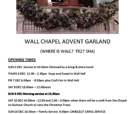 Wall Chapel Advent Poster Gwinear Gwithian Parish Council