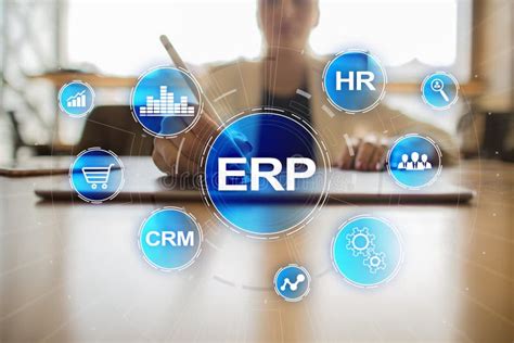 Erp Enterprise Resource Planning Corporate System Concept On Virtual
