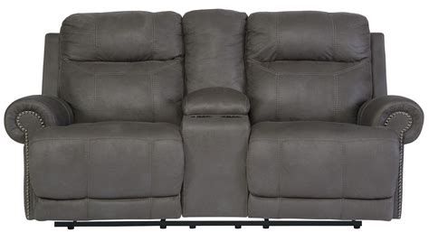 9824 contemporary gray microfiber sofa has a quiet modern appeal which will easily blend with any contemporary home setting. Austere Gray Double Reclining Loveseat with Console from ...
