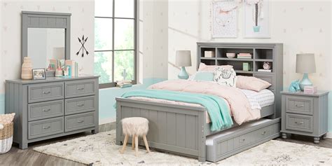 Full size bedroom sets for the boy. Kids Cottage Colors Gray 5 Pc Twin Bookcase Bedroom in ...