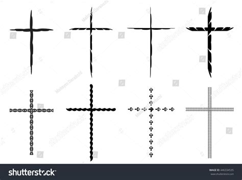 Sketchy Black Crosses Vector Collection Isolated Stock Vector Royalty