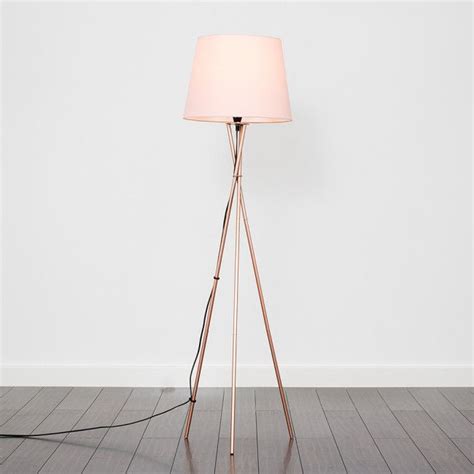 Camden Copper Tripod Floor Lamp With Dusty Pink Shade Pink Floor Lamp