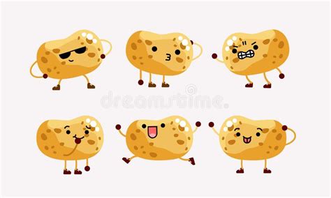 Collection Of Cute Potato Character Mascot Illustration With Different