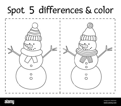 Christmas Find Differences And Color Game For Children Winter