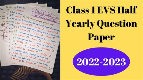 EVS Class 1 Half Yearly Question Paper Class 1 EVS Paper 2022 EVS
