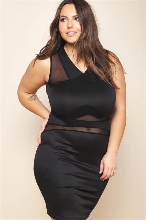 Flaunt Those Curves In Our Plus Size Sheer Inset Bodycon Mini Dress