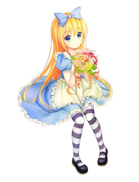 Safebooru 1girl Alice Wonderland Alice In Wonderland Blonde Hair Blue Eyes Bouquet Bow