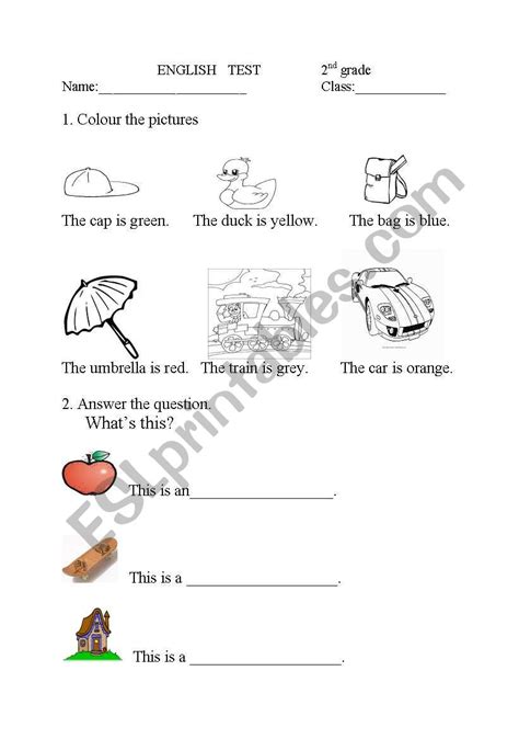 Complete the sentences by writing 'ing' form of words given write, drive, read, go, play, eat 1. English worksheets: English test- 2nd grade