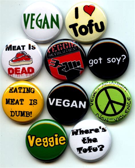 Vegan Proud Vegetarian 10 Pinback 1 Buttons Badges Pins