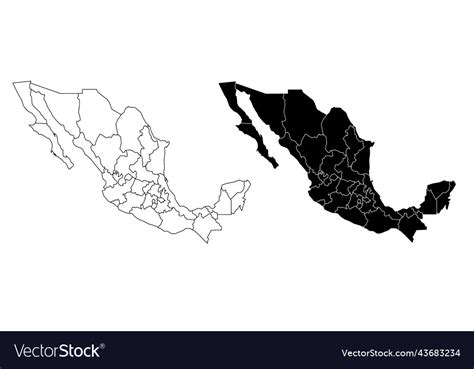 Mexico Political Map Low Detailed Royalty Free Vector Image