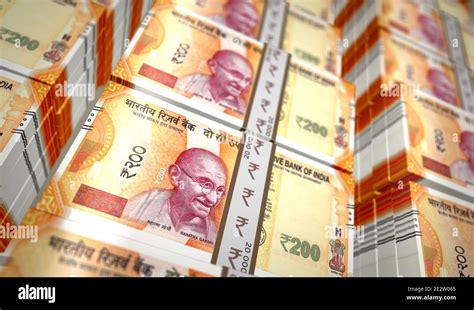 Indian Rupee Money Pack 3d Illustration 200 Inr Banknote Bundle Stacks
