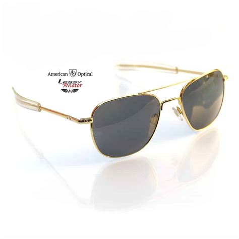 Ao American Optical Original Pilot Sunglasses Gold Grey