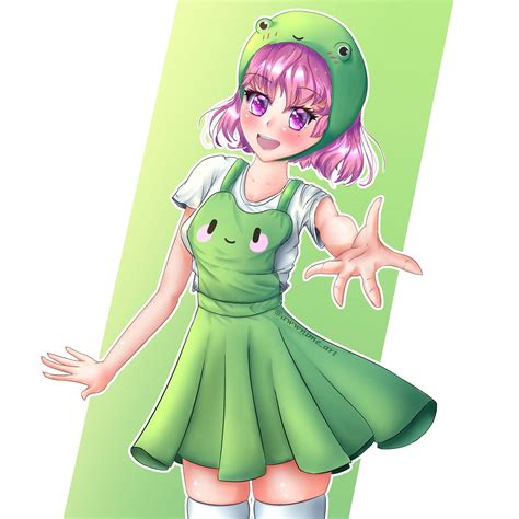 A Cute Frog Anime Girl Drawn By Me If You Want Me To Draw You As A