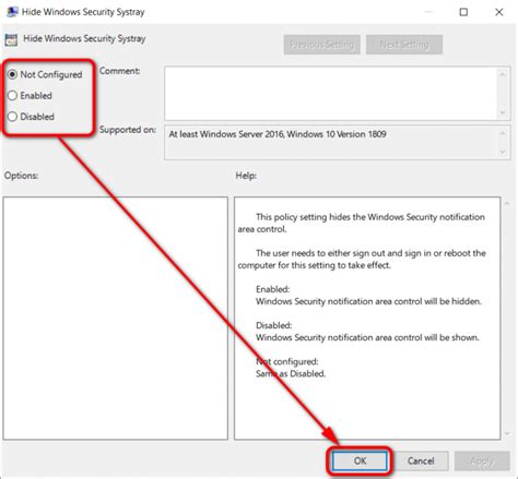 Hideshow Windows Security Notification Area Icon In Windows 10