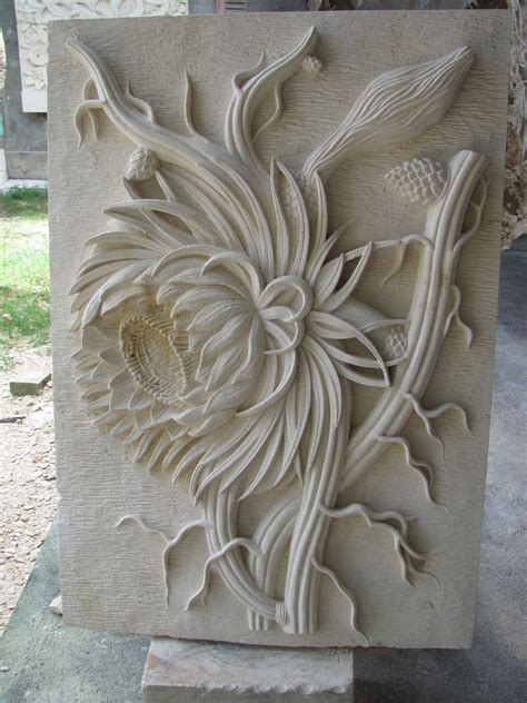 Stone Carving Flower Up Close Plaster Wall Art Clay Wall Art 3d Wall