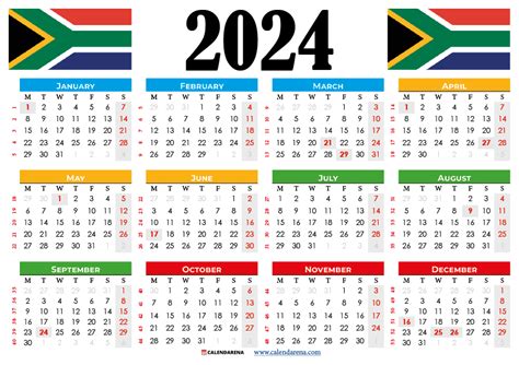 2024 Calendar South Africa With Holidays Printable Artofit