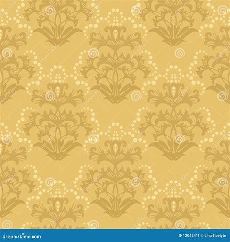 Seamless Golden Floral Wallpaper Pattern Vector Illustration