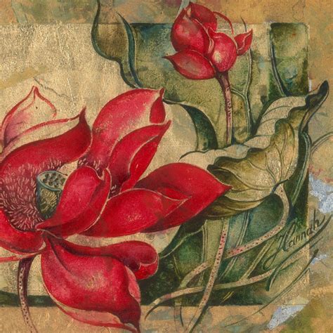 Awakening Red Lotus Flower Leaf Garden Original Oil Painting Etsy Australia