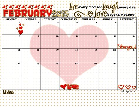 February 2015 Calendar With A Focus On 3 Special Words